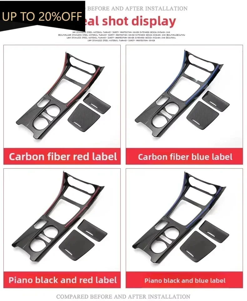

Car Center Console Water Cup Holder Panel Trim For Mercedes GLA CLA A Class W176 2013-2018 LHD ABS Carbon Fiber