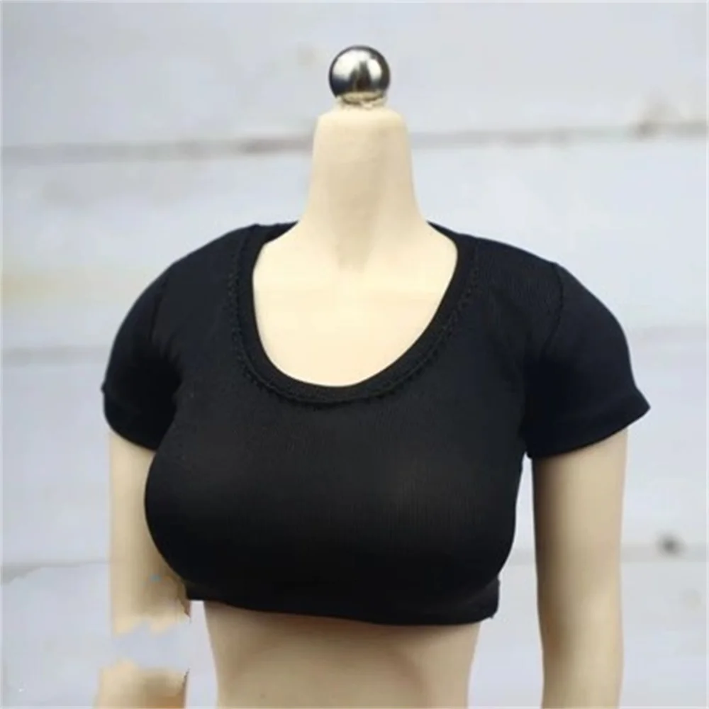 1/6 T-shirt Casual Short Sleeve Vest Shorts Women Clothes Round Neck Model Fit 12