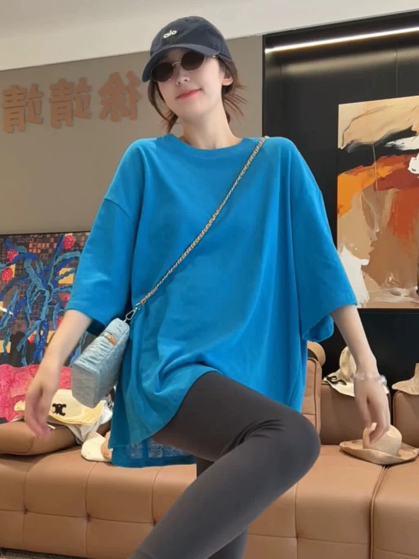 

Laid-ba Sle Casual Loose Women's T-irt round Ne Overhead Summer Faion Comfortable Breathable Color Korean Ver...