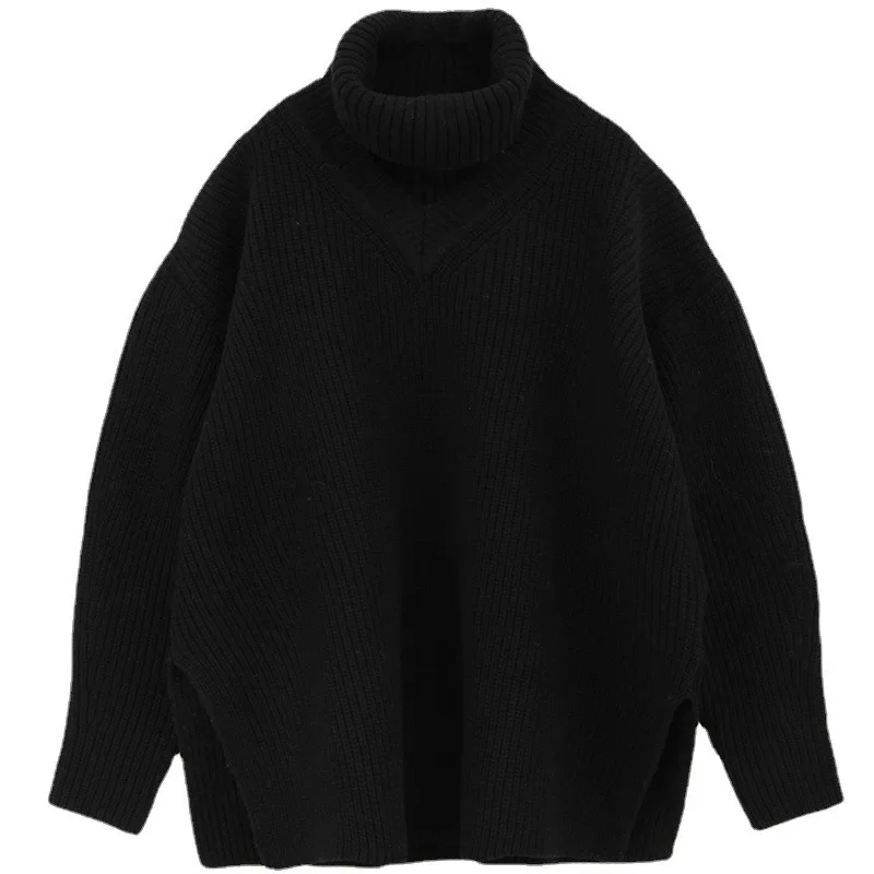 CL@E Women\'s Detachable V-neck Hoodie Japanese Design Solid Color Wool Knitted Sweater 2024 Autumn/Winter