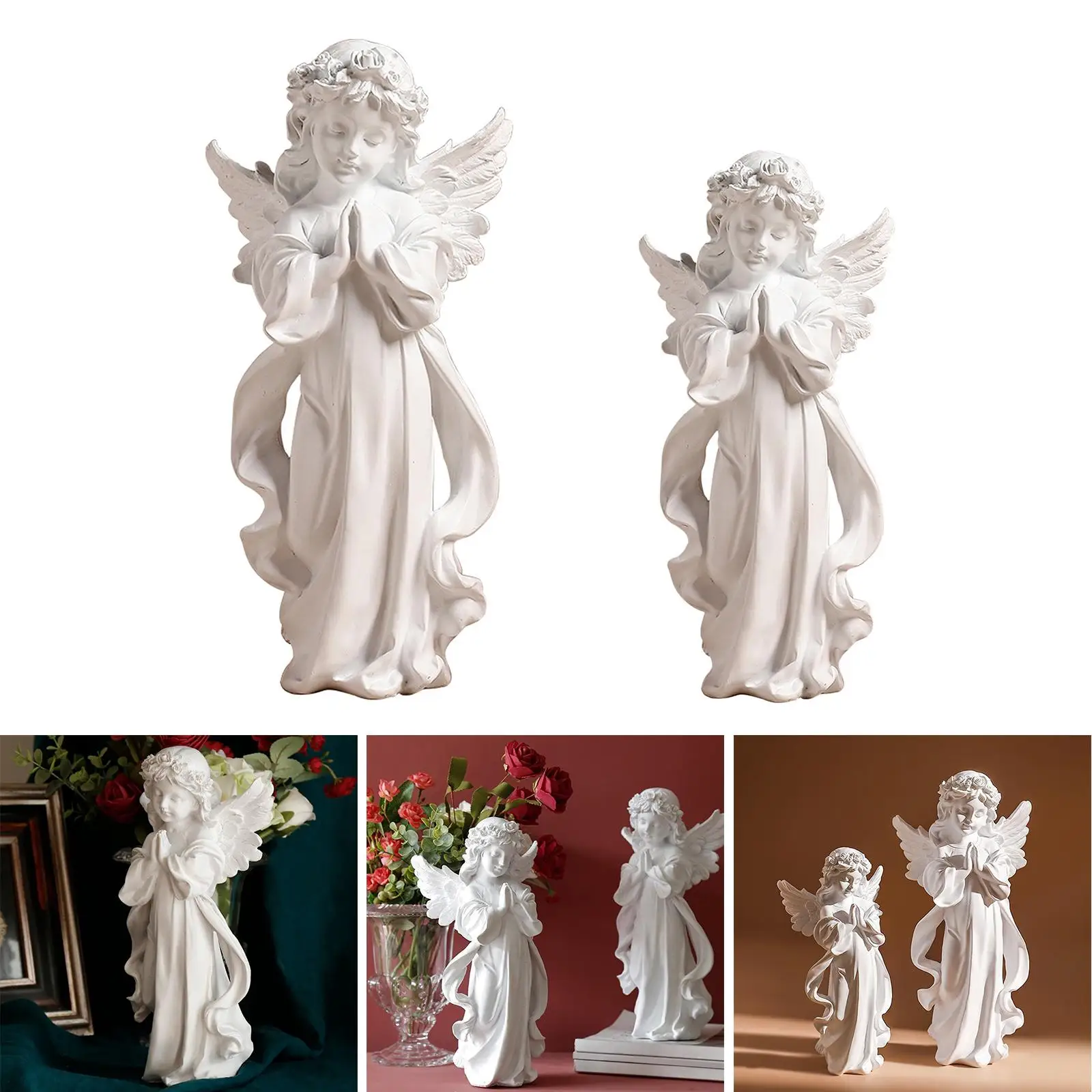 Cute Resin Praying Angel Figurine European Style Fairy Prayer Angel Shelf Sculpture Desktop Ornament Carving Crafts