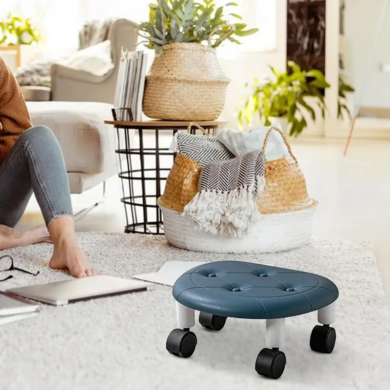 

Low Height Rolling Stool Short Stool Pulley Wheel Stool 360 Degree Swivel Low Roller Seat Rotating Low Stool Portable For Home