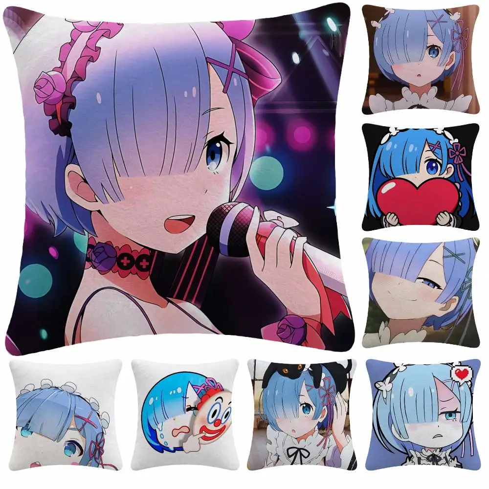 Anime Re Zero R-Rem Cushion Cover Soft Plush Decorative Sofa Bedroom Living Room Car Dorm Home Decor Gift
