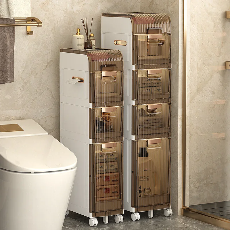 

Drawer-type seam storage cabinets, layered storage bathroom cabinets, household toilet gaps, plastic storage cabinets