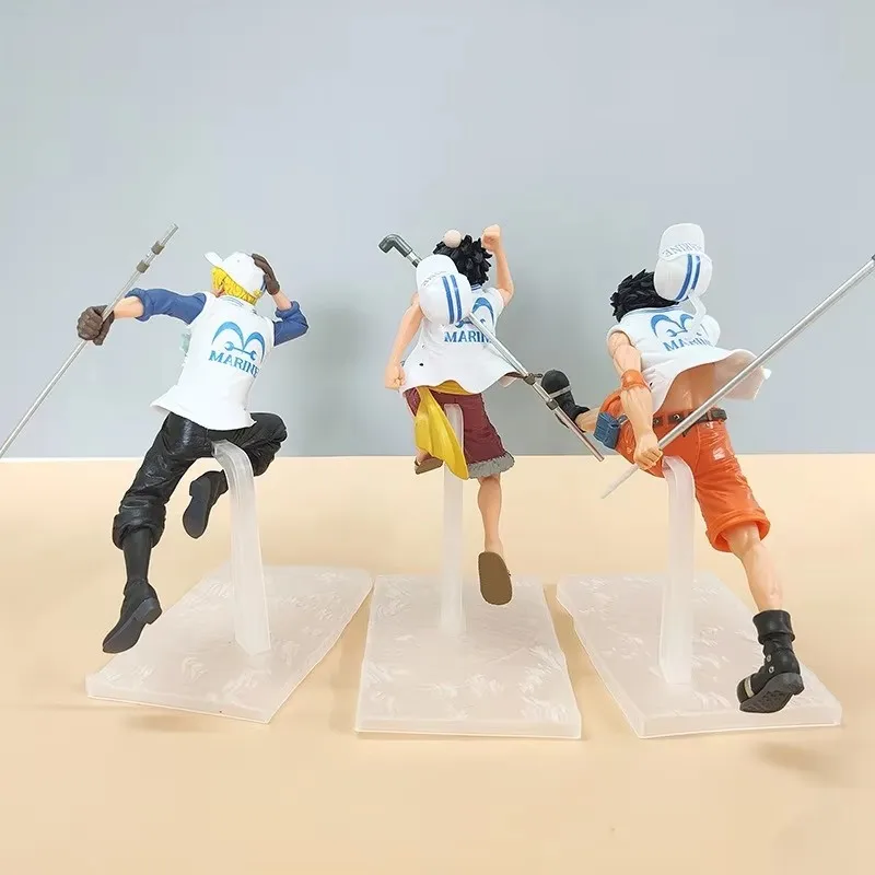 17cm Anime One Piece Figur Luffy Ace Sabo Drei Brüder Laufende Pose Statue Modell PVC Desktop Actionfigur Spielzeug Geschenke – Detail 2