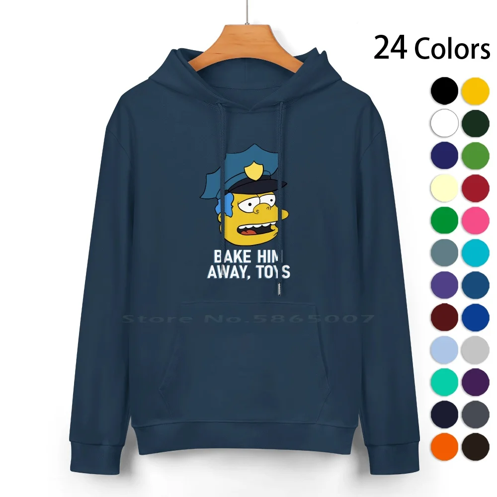 Wiggum Pure Cotton Hoodie Sweater 24 Colors Wiggum Chief Police Cartoon 100% Cotton Hooded Sweatshirt For Women Men Unisex