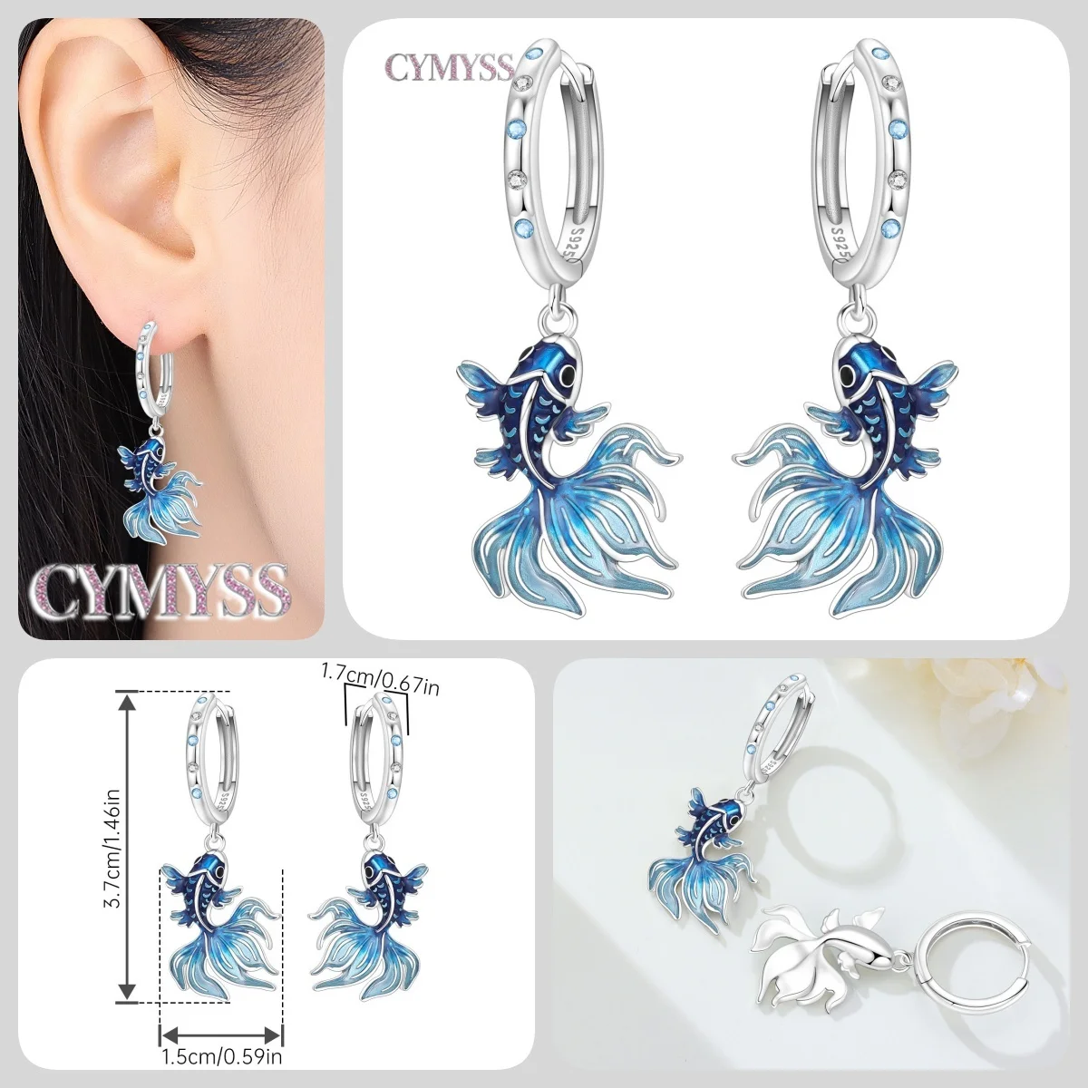 Original 925 Sterling Silber Sterne Mond Bunter Herz-Zirkon Satelliten-Ohrringe Schmuck Creolen für Damen Party Trendige Geschenke – Detail 38