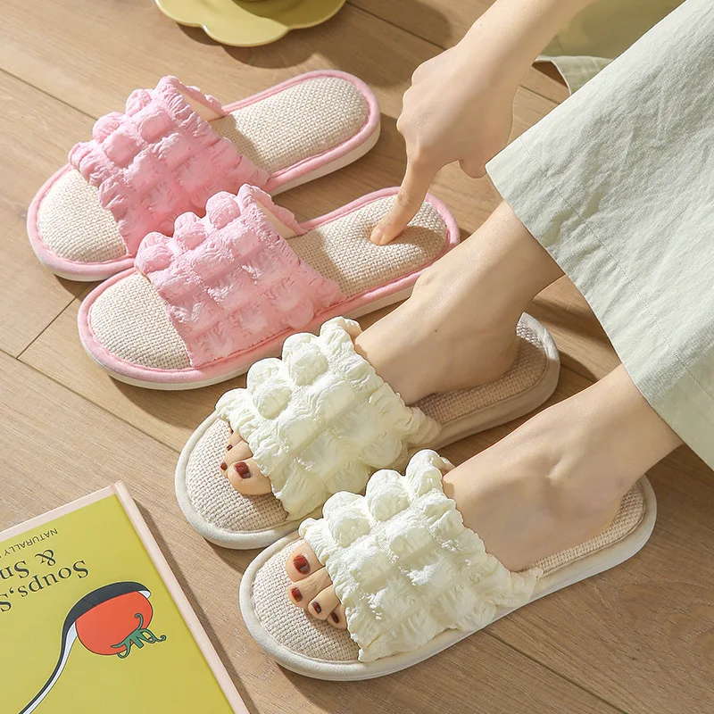 

Конопляные повседневные женские тапочки, домашняя весна-лето, роскошная дизайнерская женская обувь, домашние элегантные шлепанцы, легкая обувь на плоской подошве, новинка