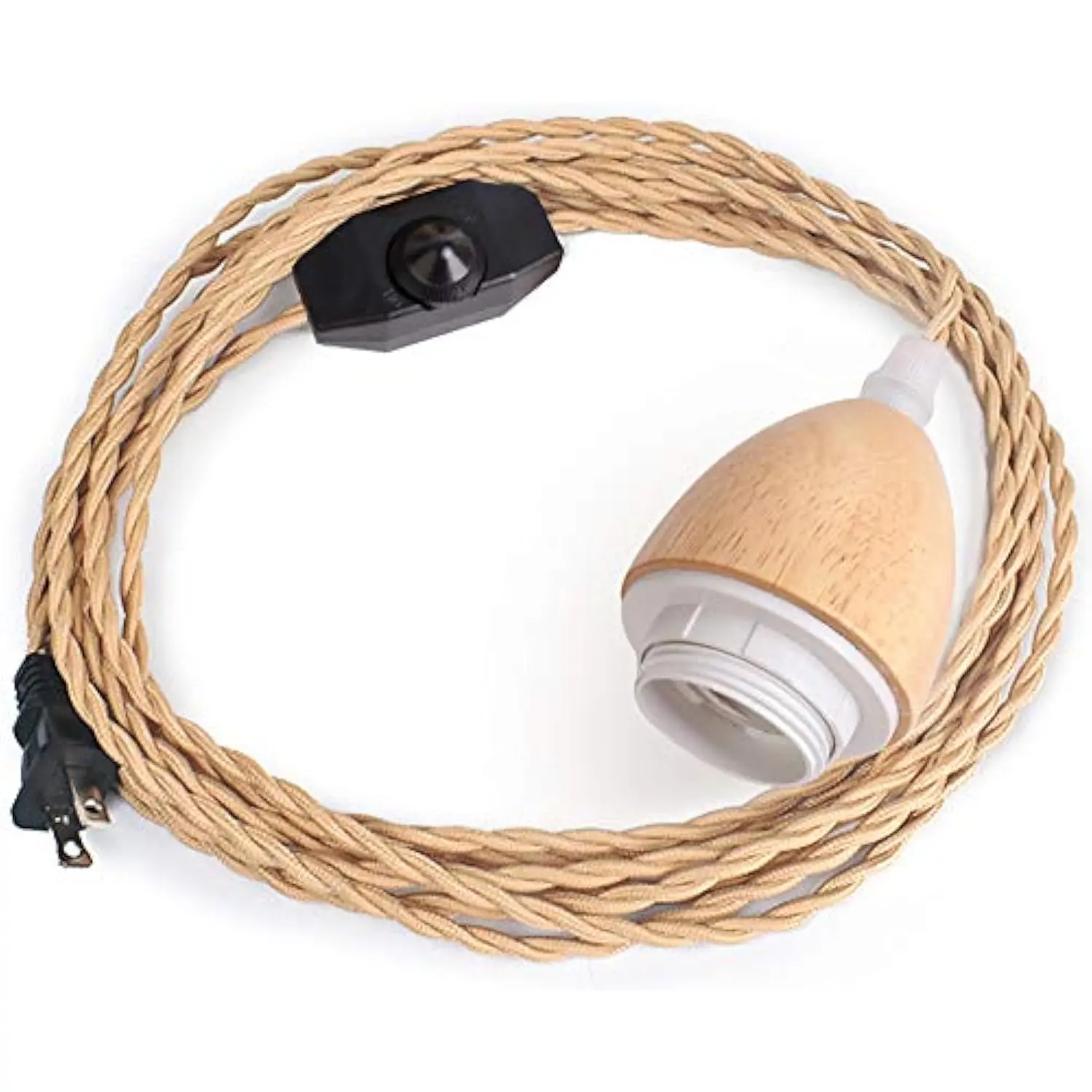 

Pendant Light Cord - 32.8FT Hanging Light Kit with Dimmable Switch Vintage Lamp Cord with Twisted Nylon Pendant Lights Socket