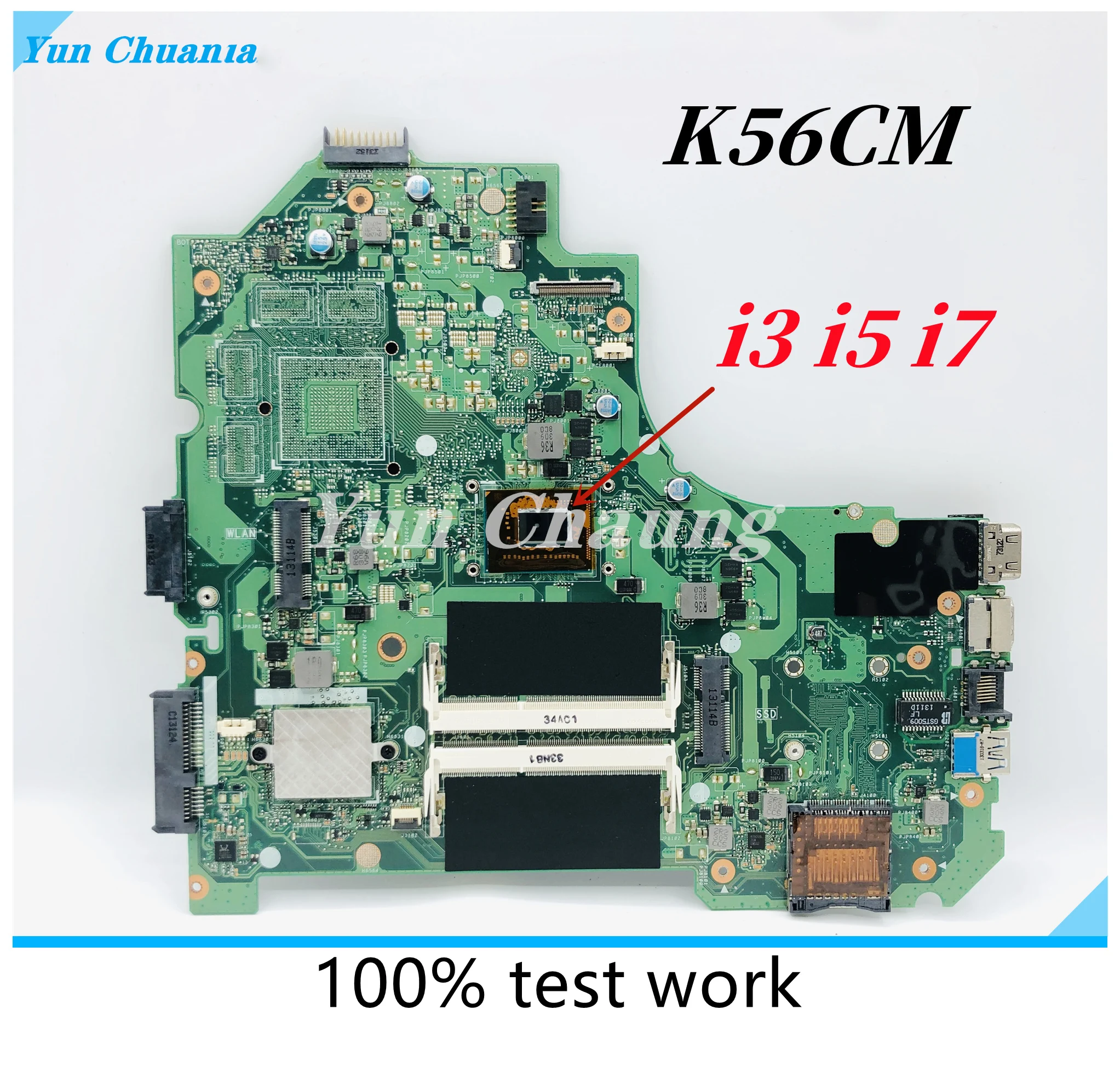 K56CM Mainboard For Asus S550CA S550C K56CM K56CA A56C K56C Laptop Motherboard With i3 i5 i7-3th Gen CPU HM76 DDR3 100% Test ok