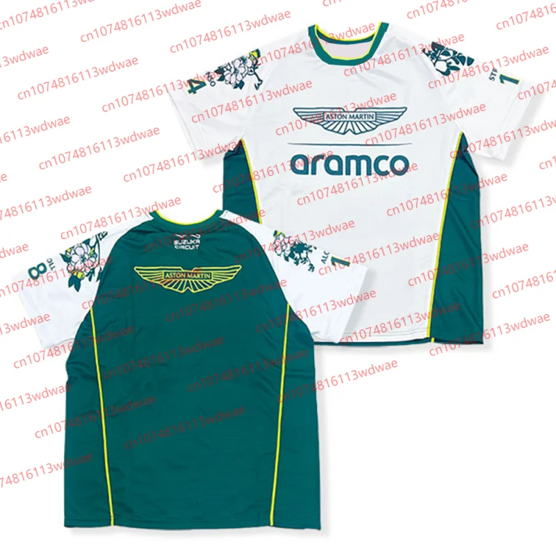 Camiseta de Manga Corta del Equipo Aston Martin, Estilo Racing, Cuello Redondo, Informal, Transpirable