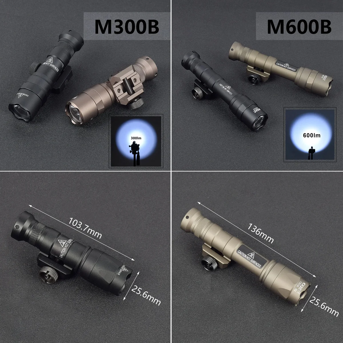 

Tactical Surefire Flashlight SF M300B M600B M600C Weapon Ligh Fit 20mm Picatinny Rail 300/600 Lumen Constant Momentary Aluminum