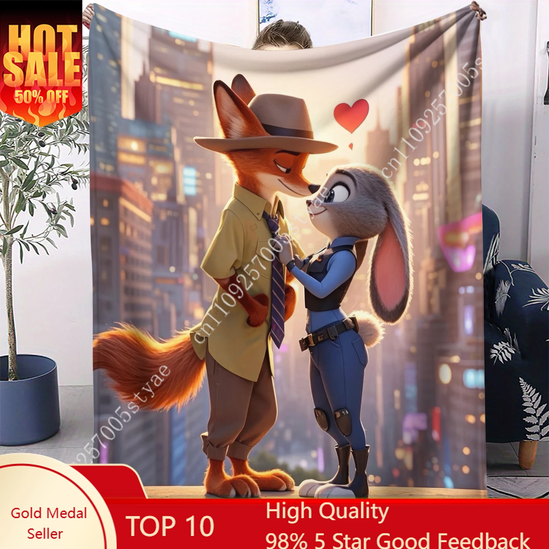 

Zootopia Nick Judy Blankets Disney Cartoon Plush Blanket Indoor Decoration Child Holiday Party Boy Girl Gifts Warm Custom Quilt