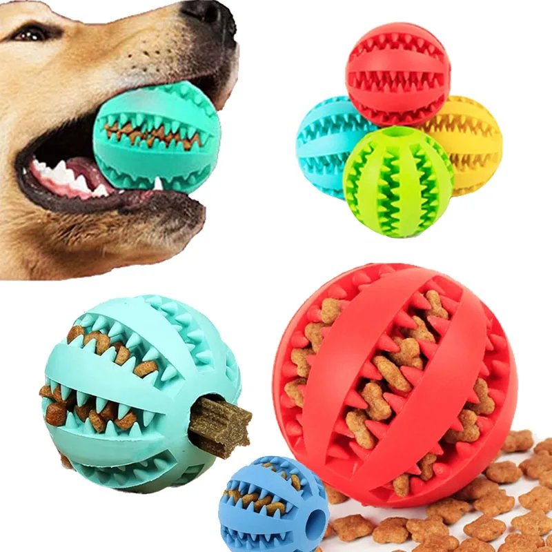 Dog Toy Ball  Pet Leaking Ball Interactive Rubber Ball Puppy Chewing Toys Tooth Cleaning Ball for Dog Cat Food Treat Feeder Toys