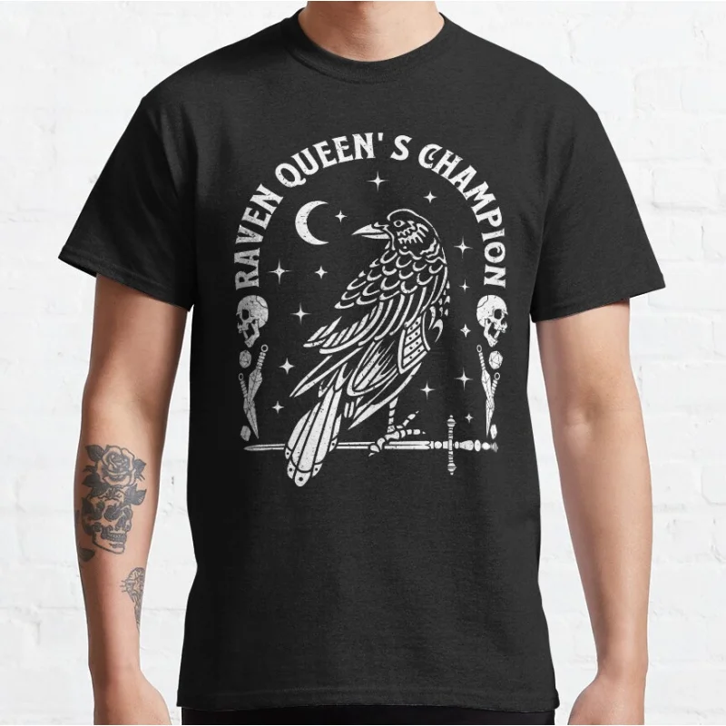RAVEN QUEEN'S, Crow, skulls, warlock rogue daggers and dnd dice Norse Mythology valhalla animal T-shirt Large size Adult Tops