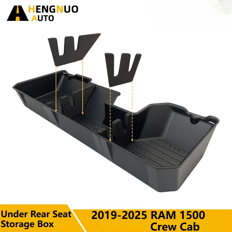 Three Sections Combined Under Rear Seat Storage Box for 2019-2025 Dodge Ram 1500 Crew Cab, Truck Underseat Storage Organizer