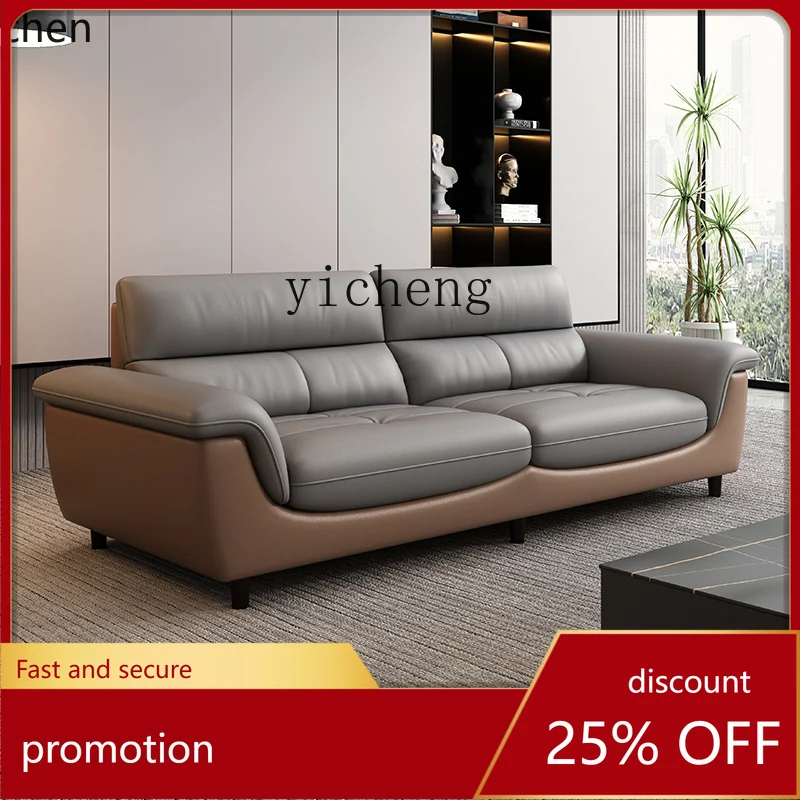 

YFY Genuine Leather Three-Seater Office Rest Area Sofa and Coffee Table Set for Business Meetings