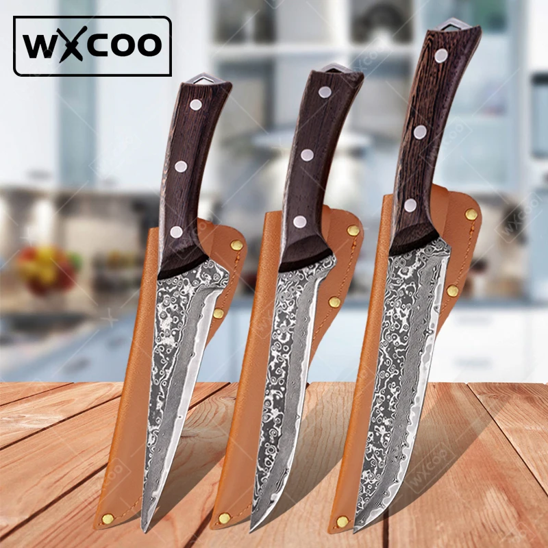 

WXCOO Damascus Kitchen Butchery Knife Practical Vegetable Cutting Knives Japanese Chef's Kitchen Knife Set Sharp Slicing Knife