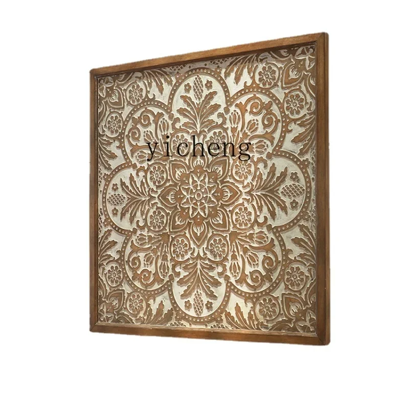 

ZC Wall Decoration Pendant Solid Wood Distressed Carved Wall Decoration Living Room Entrance Entrance Hanging Ornament