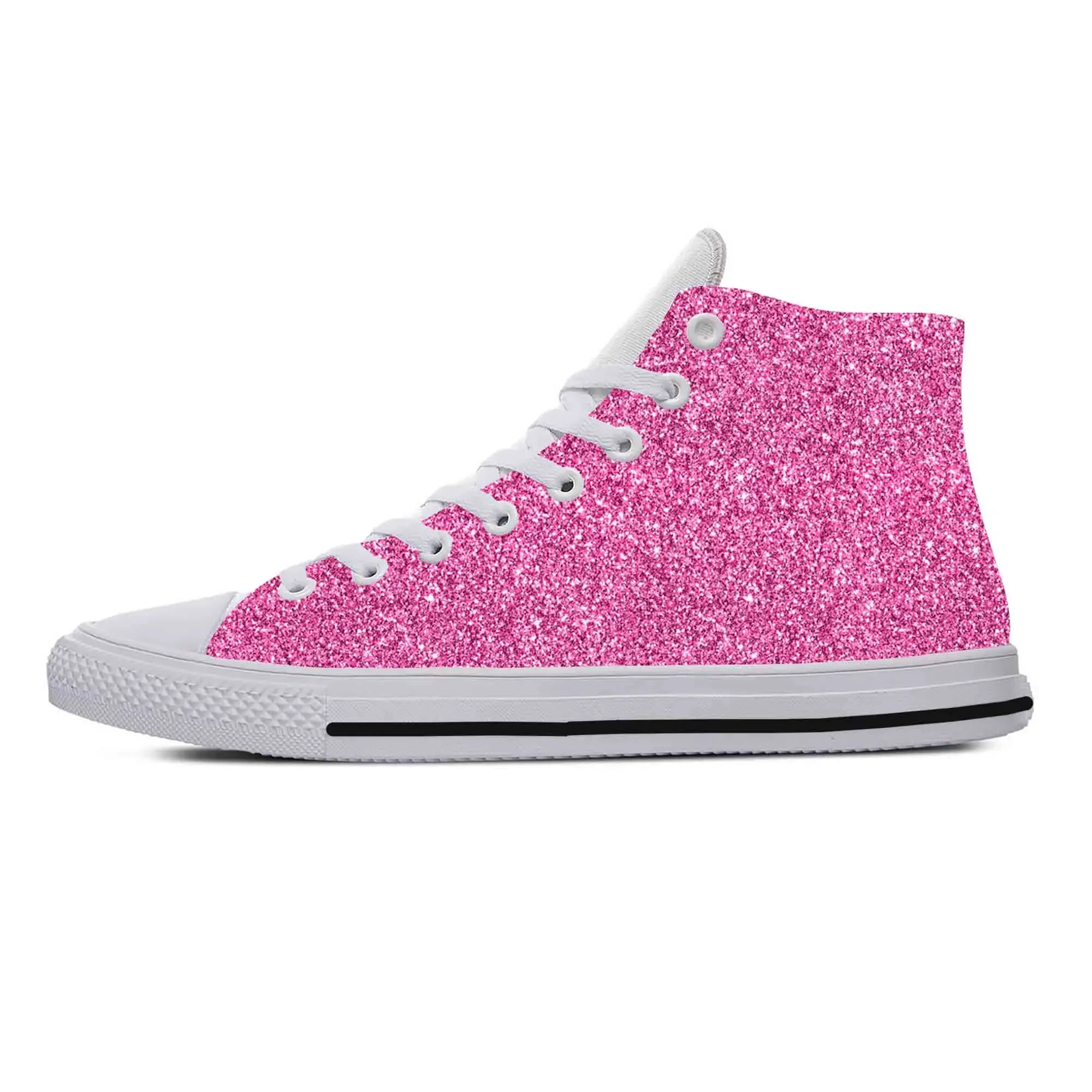 Glitter Sparkle Sprankelend Glitterpatroon Galaxy Casual Stoffen Schoenen Hoge Top Comfortabele Ademende 3d Print Heren Dames Sneakers