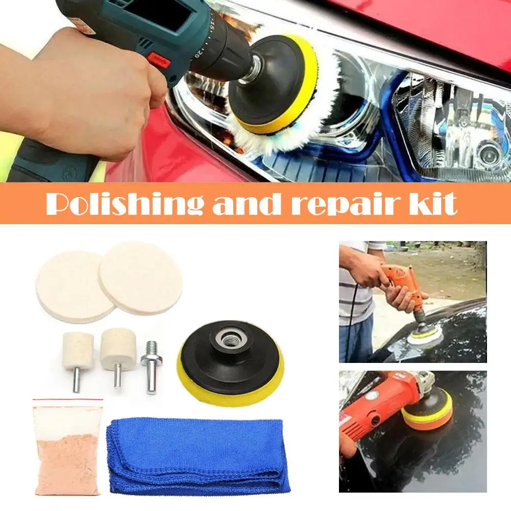 

Glass Polishing Pad 8pcs Wool Felt Disc Glass Polishing Kit Discs and Drill Sanding M10 Pads Adapter Buffing Pad with Backi A9C9