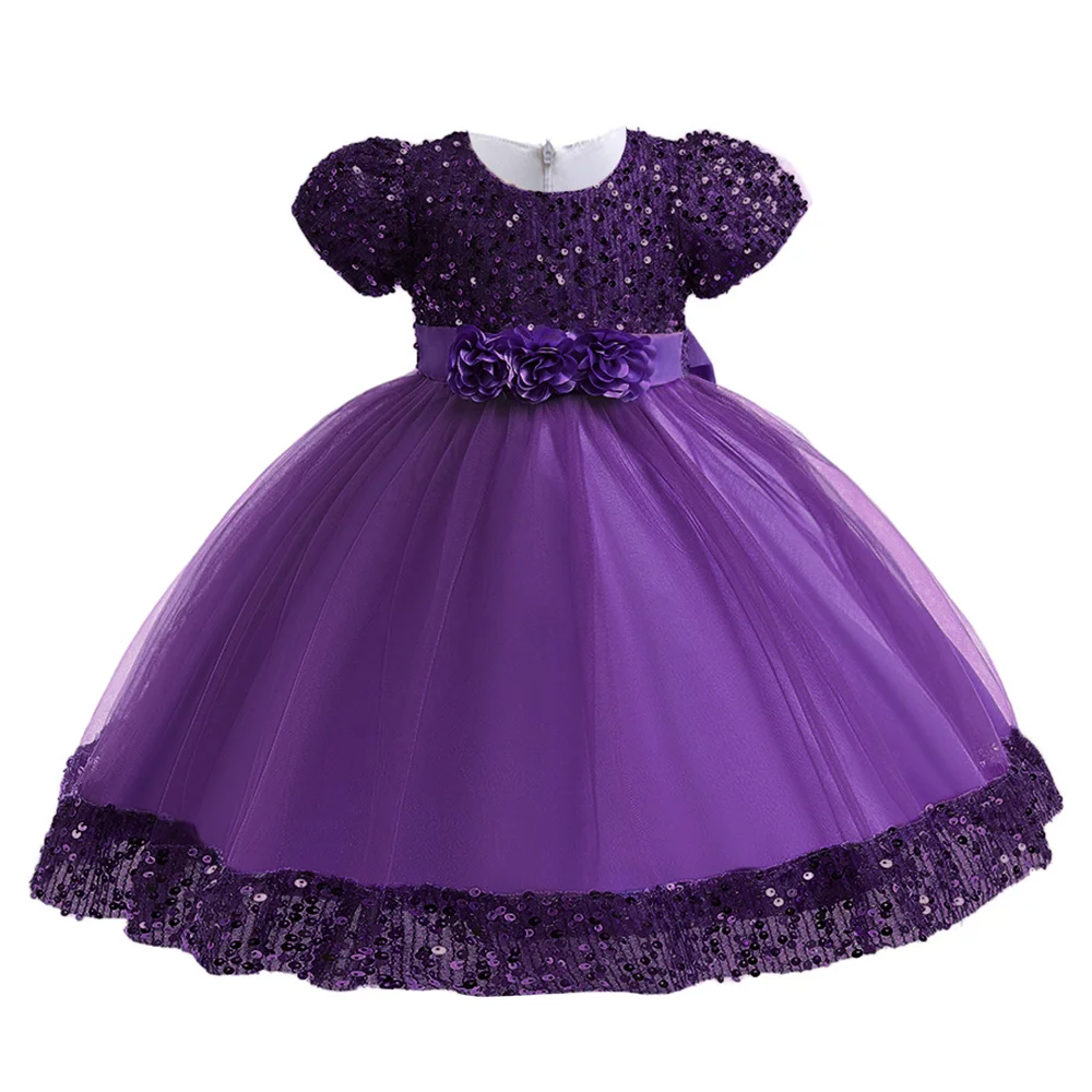 Girls Birthday Party Dress Sequin Children Costume Flower Girl Bridesmaid Dresses For Kids Princess Wedding Prom Gown 3-10Years