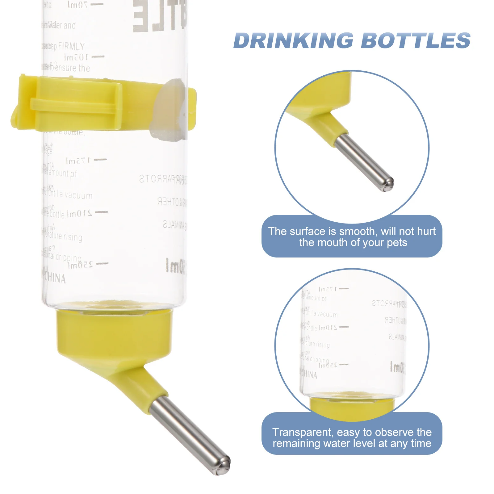 

2pcs 250Ml Pet Drinking Fountain For Rabbit Chinchilla Guinea Pig Automatic Water Bottle Easy Clean Pet Supply