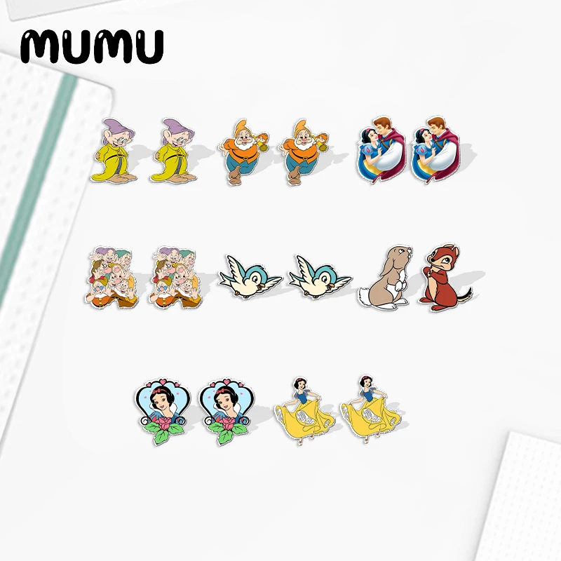 

2024 New Princess Snow White Stud Earring Bunny Epoxy Jewelry Resin Acrylic Earrings Handmade Gifts Girl