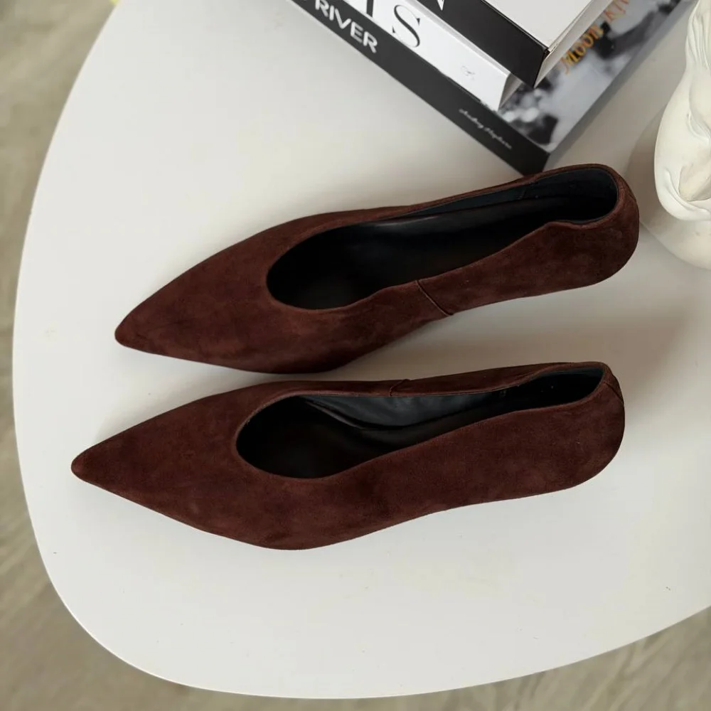 Women's Retro Suede Pointed Toe High Heel Pumps for Office or Party