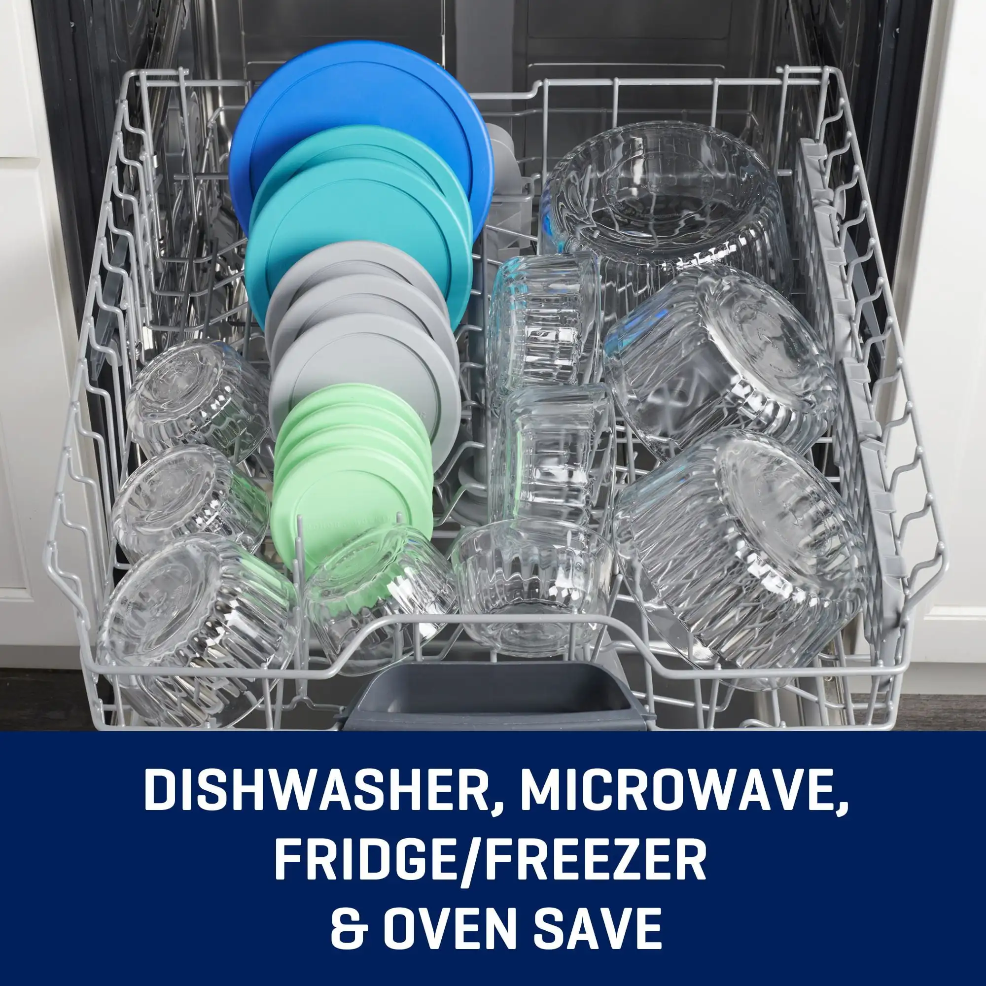 Sculpted Glass Food Storage Container with Lids, 4 Cup Round, Set of 2