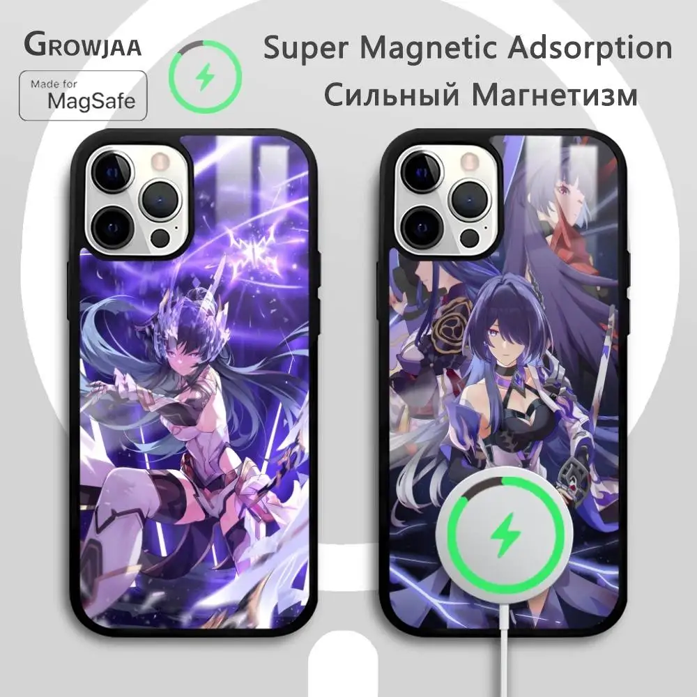 

Raiden Mei Honkai Impact Phone Case For IPhone 16 15 14 13 12 11 Pro Max Plus Mini Magsafe Mirror Wireless Magnetic Funda