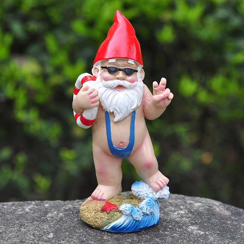 

Fun Garden Gnome Statue Resin Crafts Fun White Bearded Dwarf Outdoor Decoration Crafts