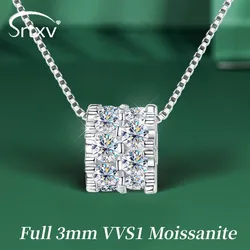 Full 3mm D Color VVS Moissanite Pendant Necklace for Women 925 Sterling Silver Charm Neck Chain Wedding Party Gifts Fine Jewelry