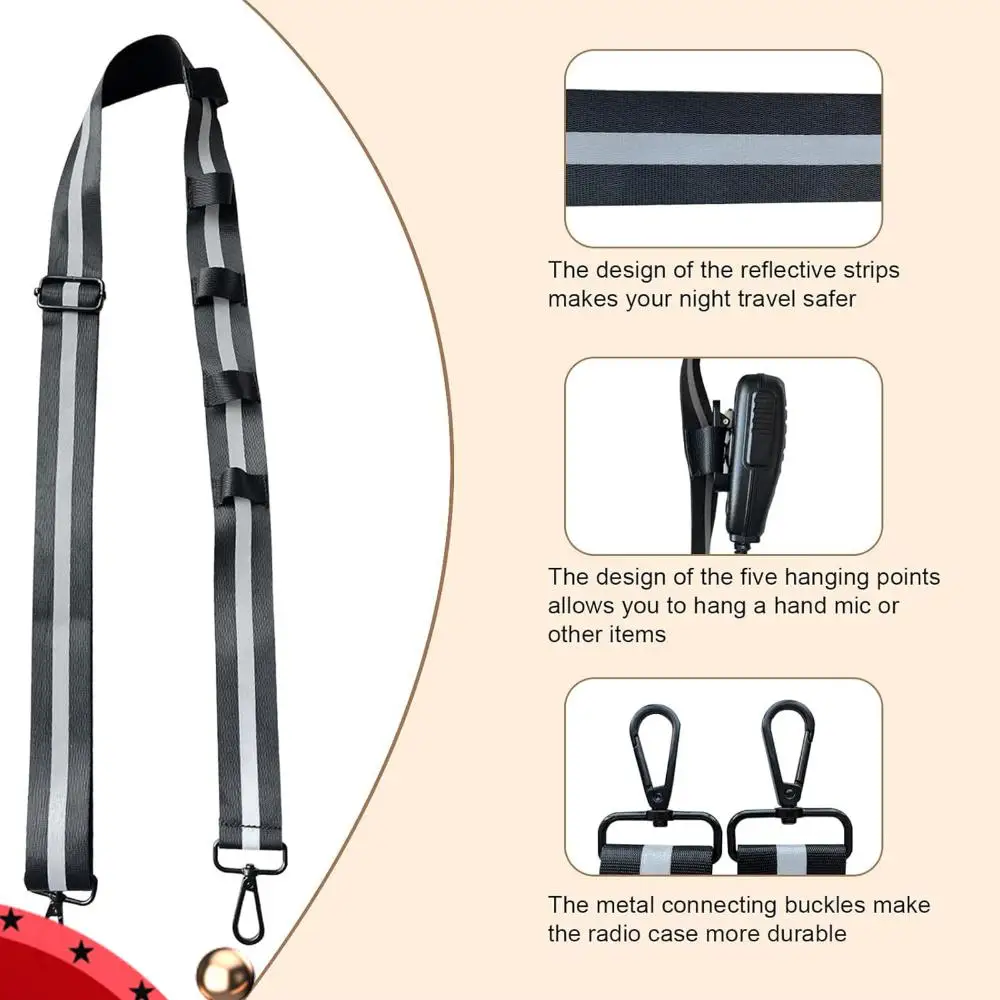

Radio Strap Holster Anti-Sway Design Firefighter Radio Strap and Holder Featuring 3M Reflective Strips for EMT Polices