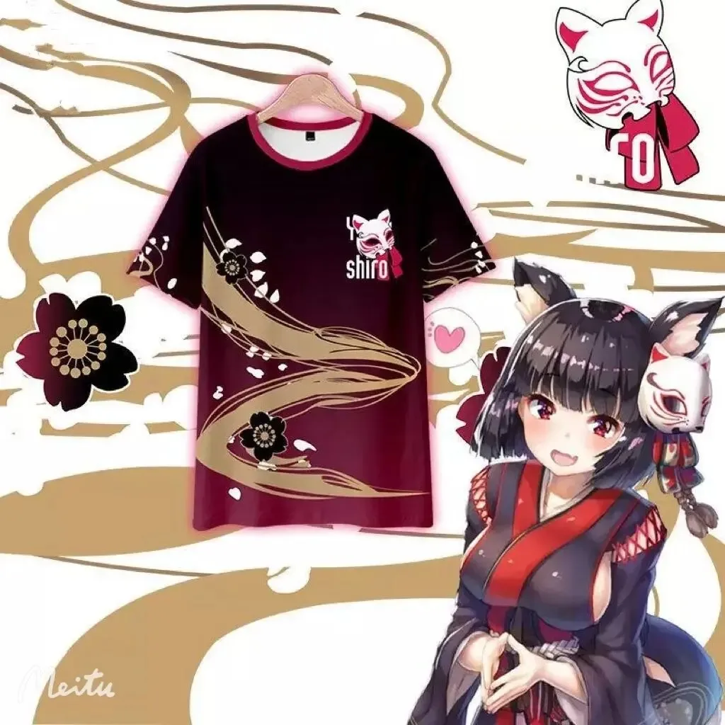 

Azur lane ijn yamashiro estilo 3d impressão camiseta verão moda em torno do pescoço manga curta popular jogo harajuku 2024