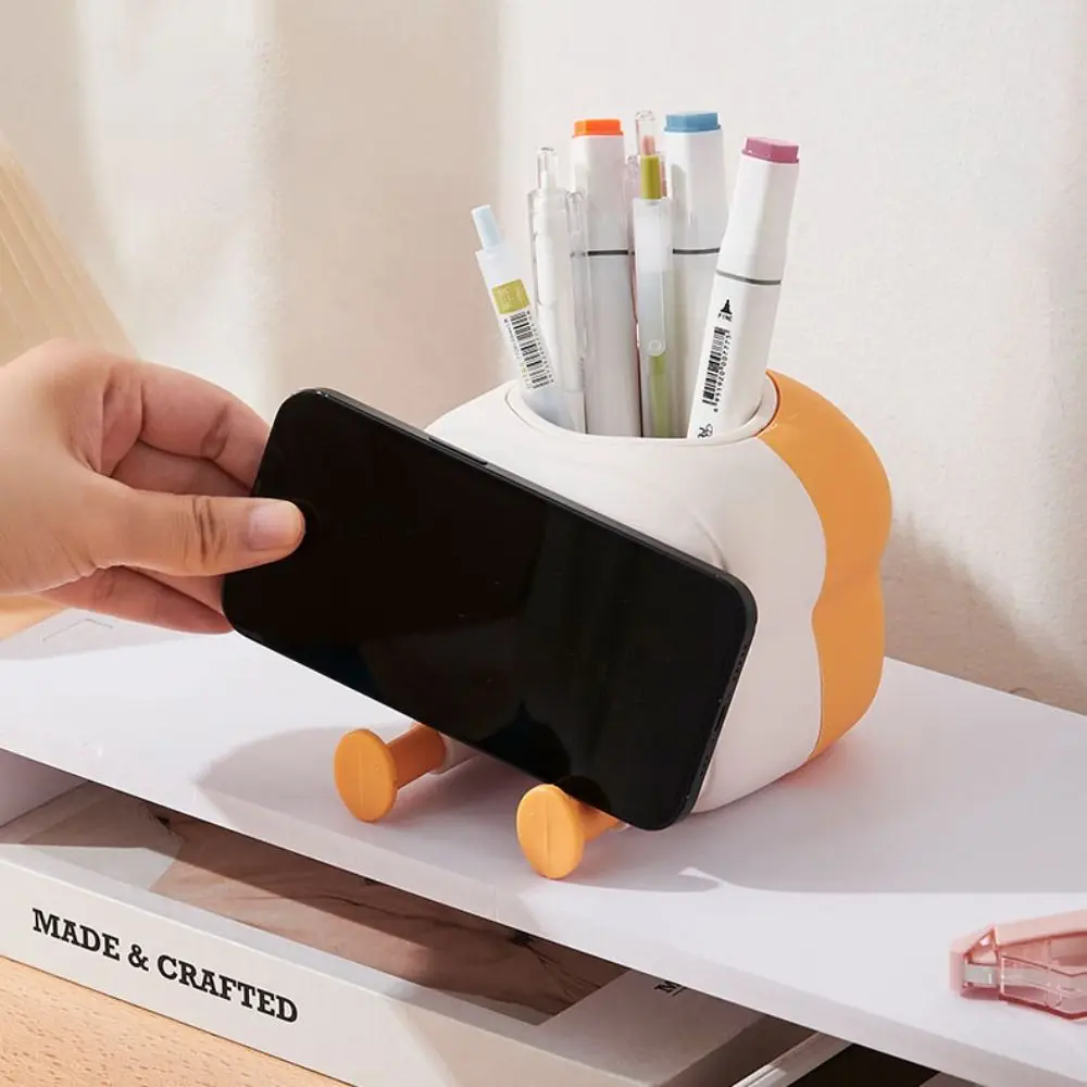

Lovely Cartoon Toast Pen Holder Phone Holder Cute Makeup Brush Holder Space Saving Plastic Desktop Organizer Student
