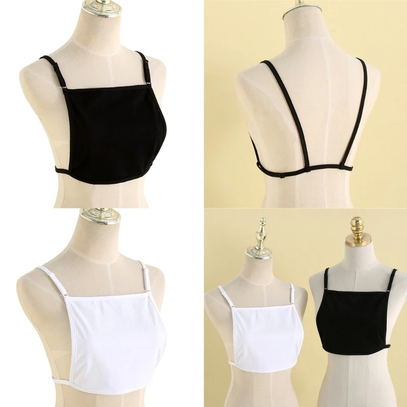 Cotton Mock Camisole Wrapped Chest Overlay Modesty Panel Vest Cleavage Cover