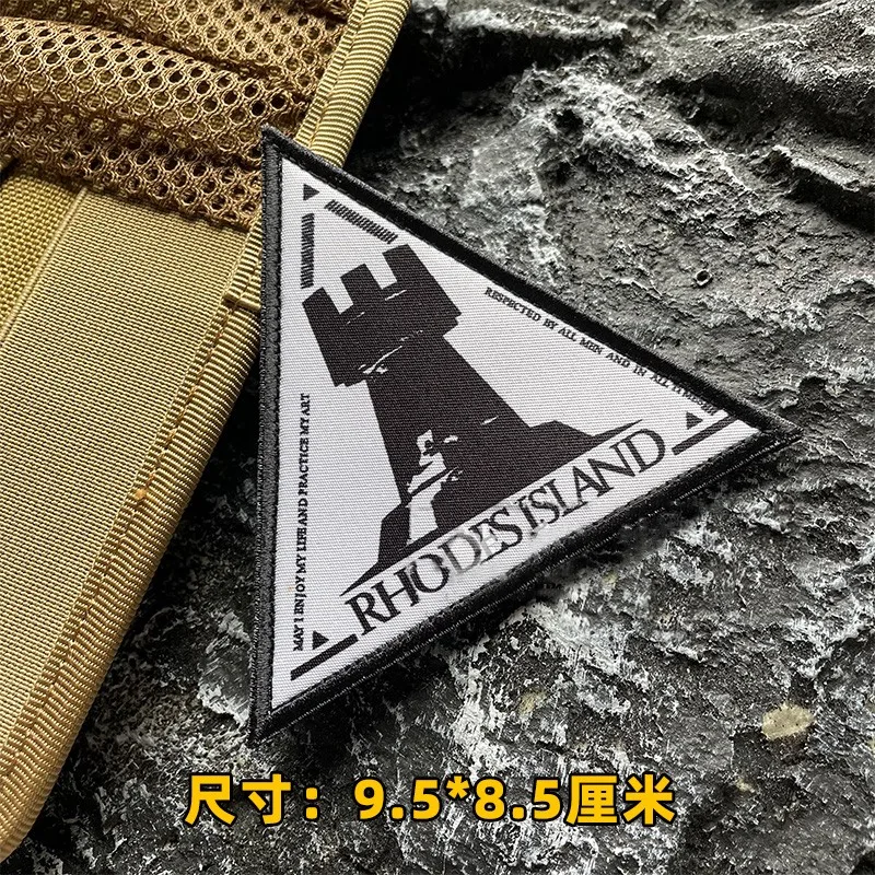 IR Arknights Rhode Island Hook & Loop on Clothes Cartoon Reflect Light Morale Badge Patch Decoration for Clothing and Hats