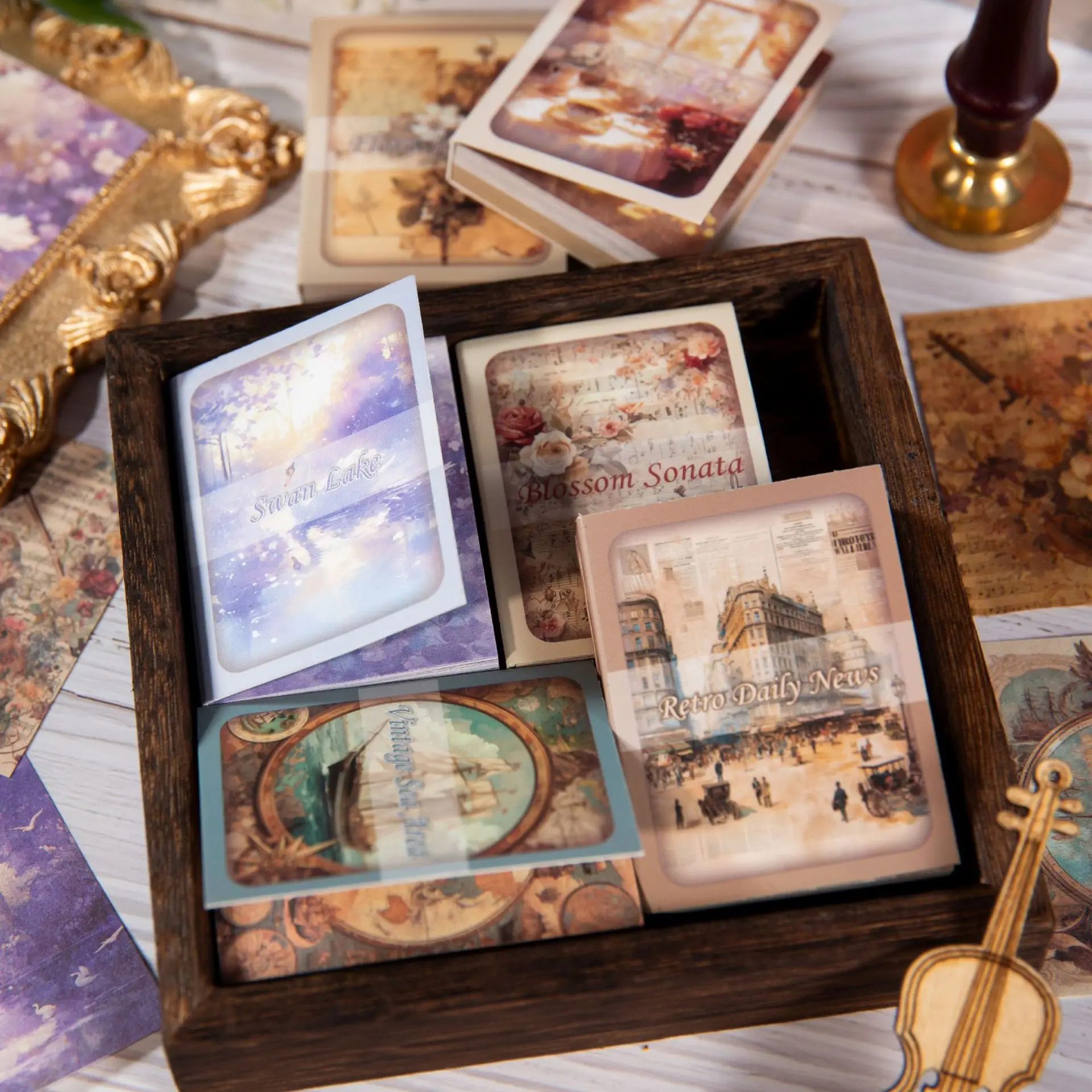 80pcs/lot Memo Pads Material Paper Collection of Antique Paintings Junk Journal Scrapbooking  Retro Background Decoration Paper