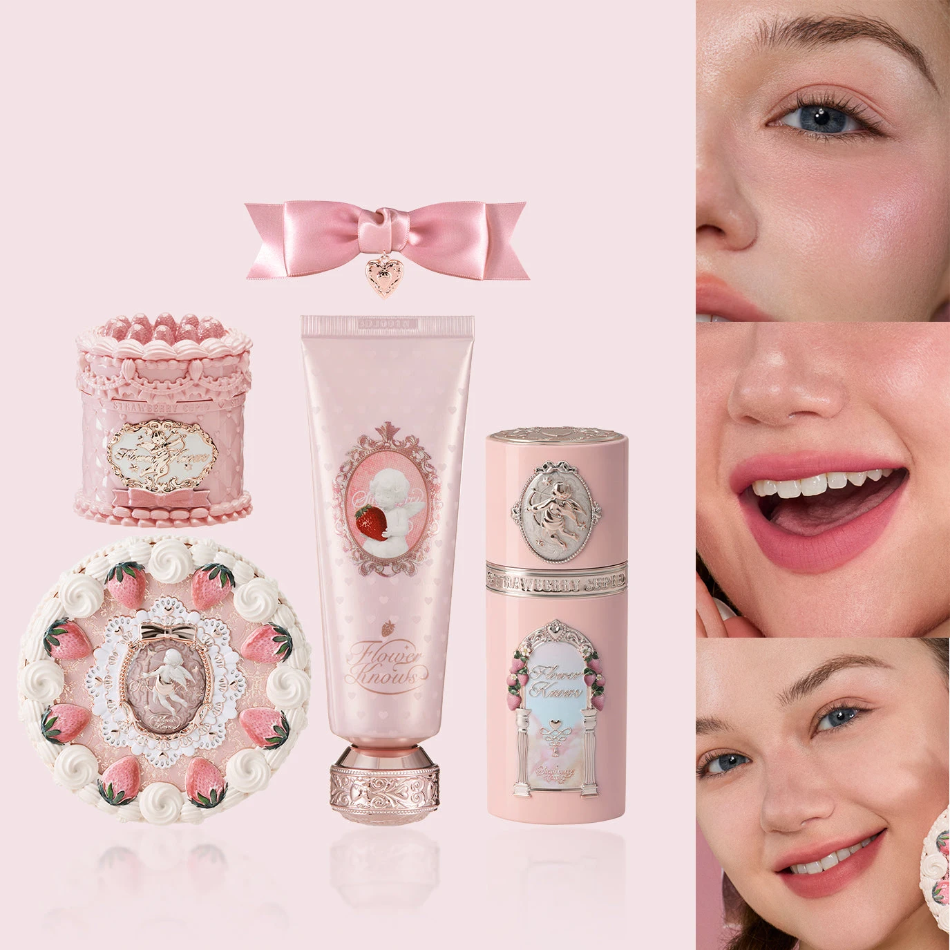 

Flower Knows Longlasting Oil Control Makeup Set - Pressed Powder Liquid Blush Lip Cream Natural Finish Moisturizing Collection