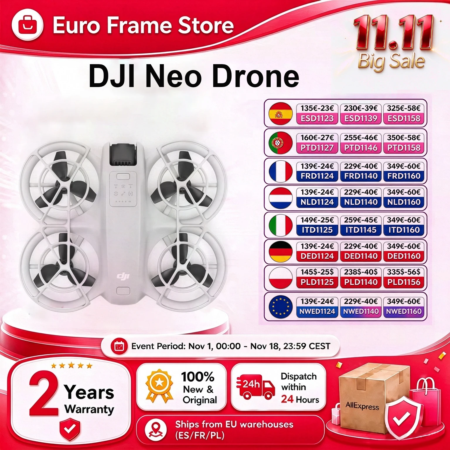 Dji Gris Neo Fly More Combo 135G Palm Launch 4K/30Fps 1/2" 3 Baterías Rc-N3 Controlador Cargador Bidireccional C0 Clase - Imagen 4