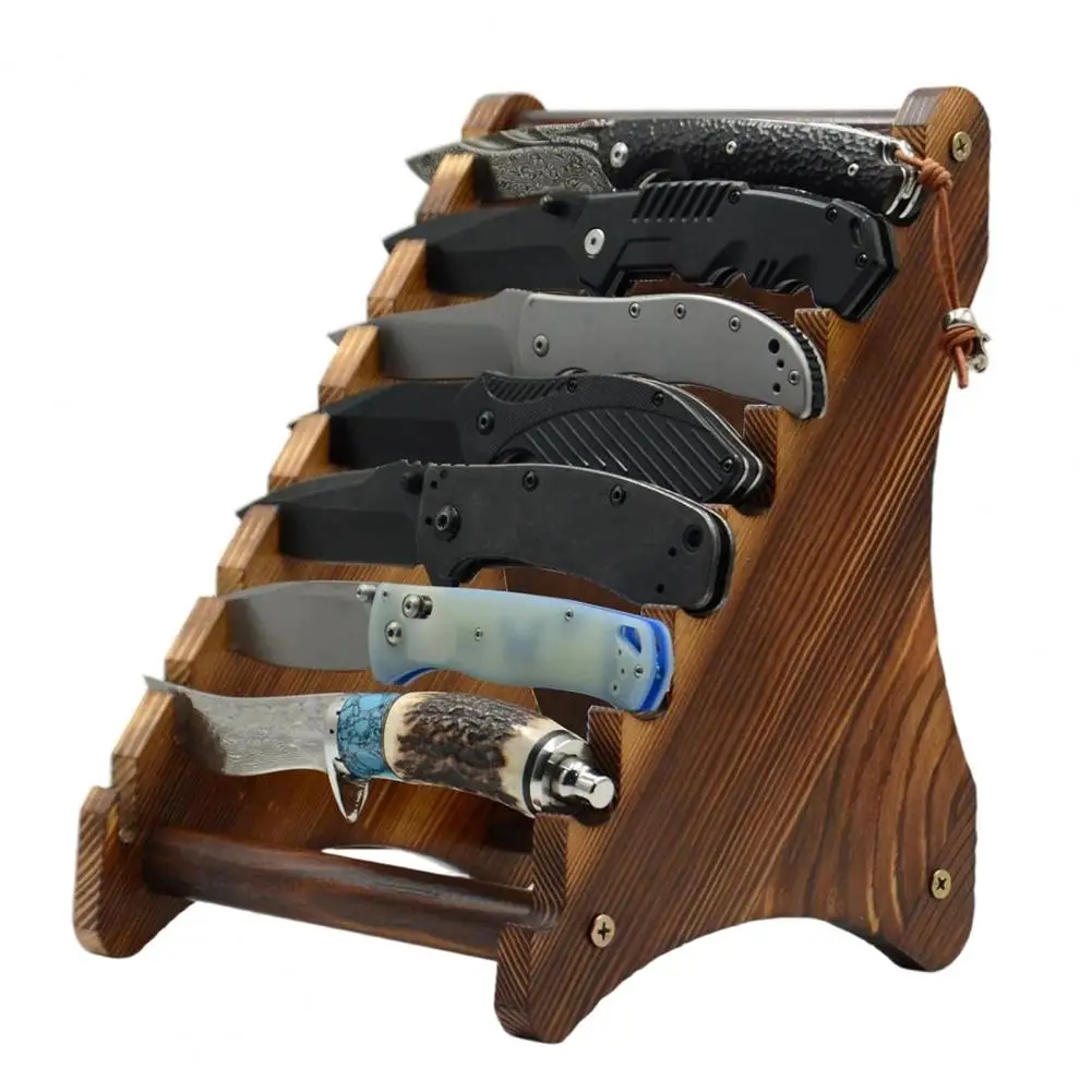 Decorative Storage Stand for Cutter Collection Wooden Cutter Display Stand Stepped Storage Holder Multi-purpose for Chefs