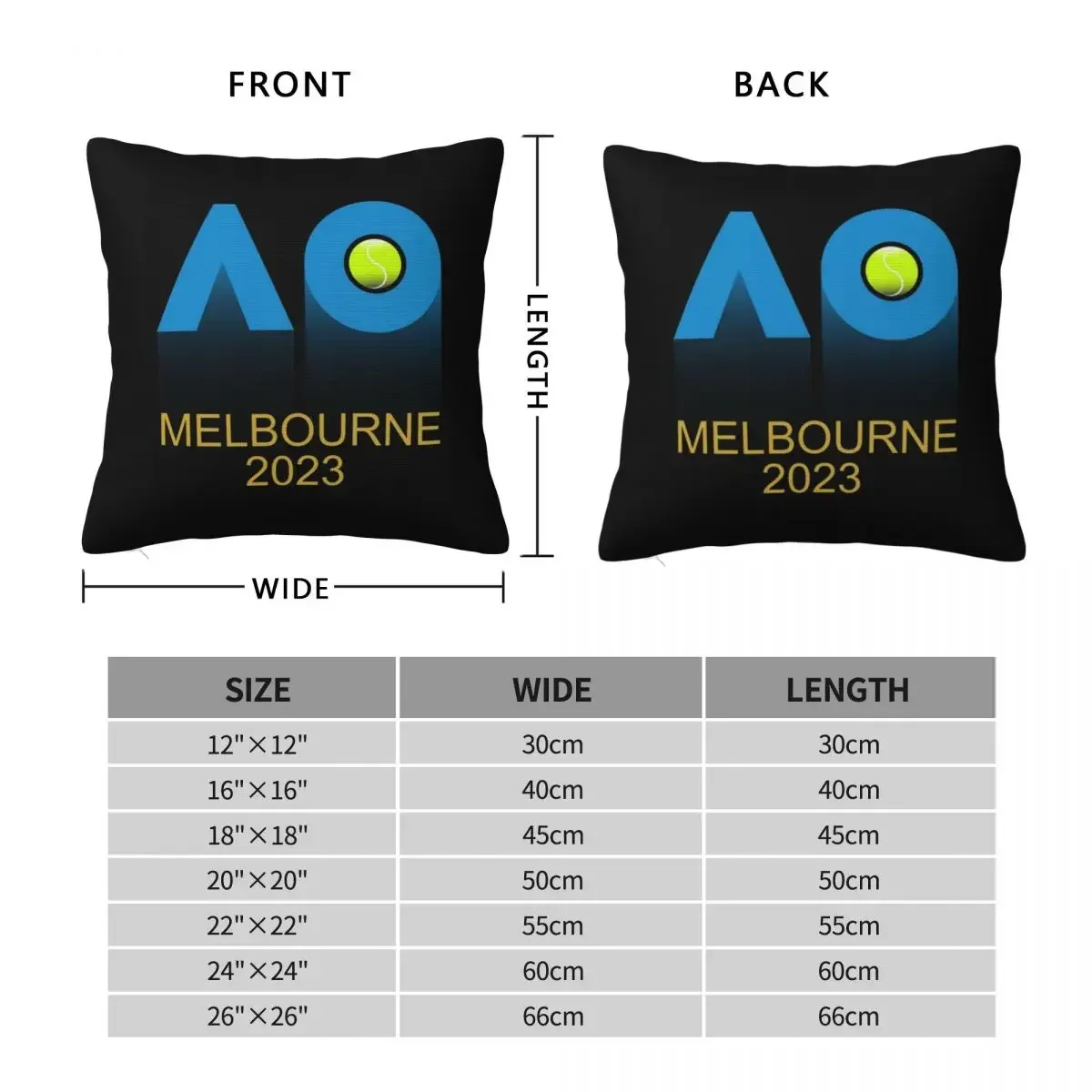 Australian Open AO Square Pillowcase Pillow Cover Polyester Cushion Decor Comfort Throw Pillow for Home Living Room