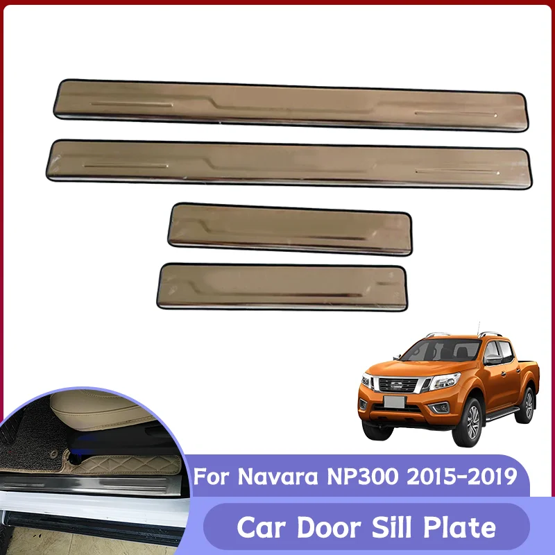 

Stainless steel Door plate Scuff Plate for NAVARA NP300 2015-2019 Door sill plate Welcome pedal Kit Exterior Accessories
