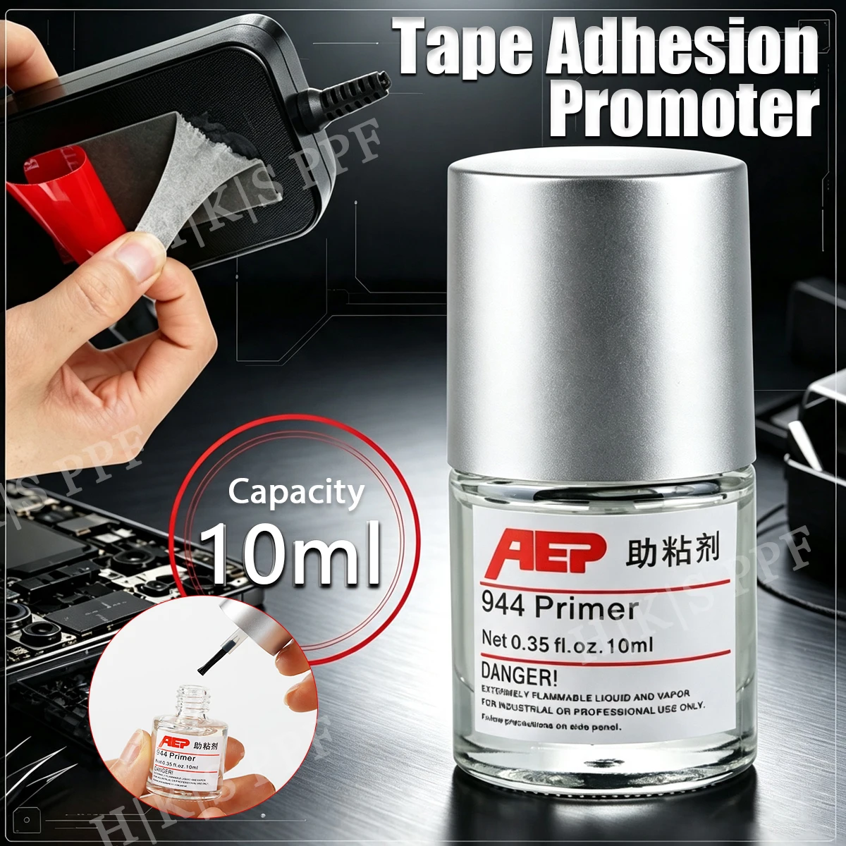 Superstarker 944 Primer-Klebstoff Haftvermittler 10ml Klebstoff Starkes Acrylschaum-Doppelseitiges Klebeband für Kunststoff- und Metalloberflächen