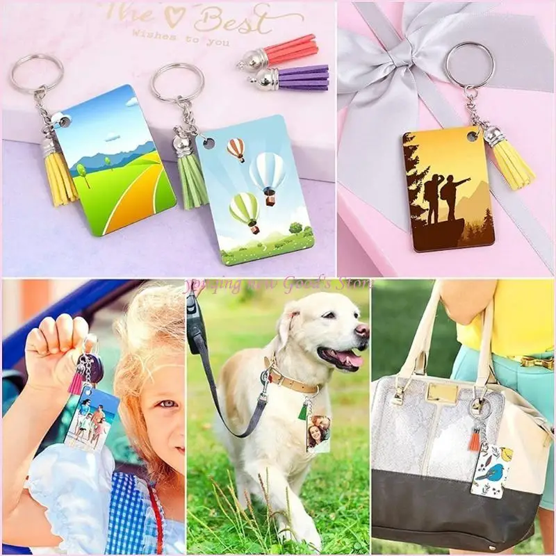 57QA 80pcs تسامي سلاسل المفاتيح الفارغة مجموعة 20pcs شرابات الجلود 20pcs حلقات مفاتيح