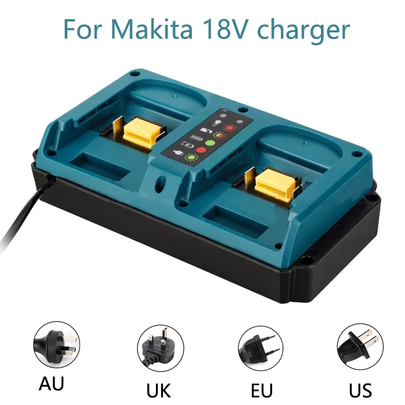 

Battery Charger for Makita 14.4V-18V Battery Charger with LCD Indicator Dual Port Fast Charging BL1815 BL1820 BL1830