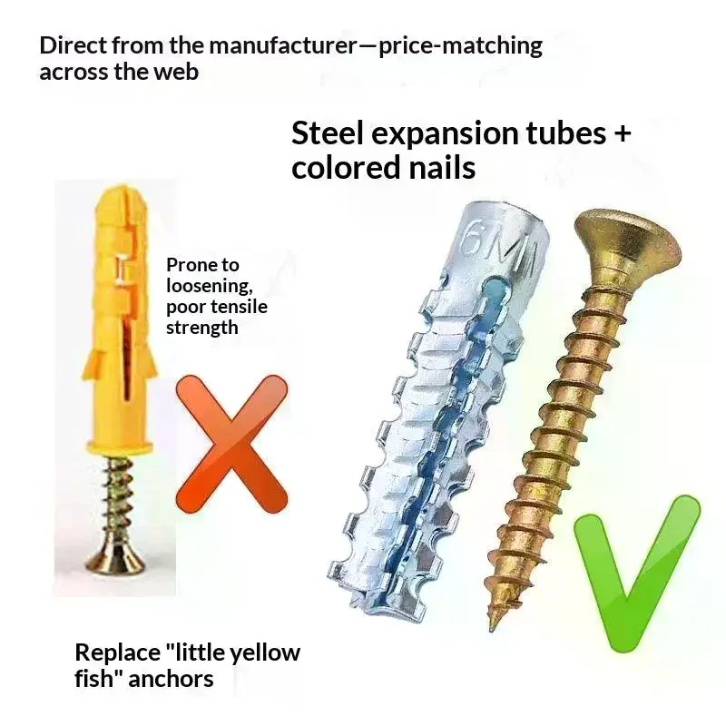 Self-Tapping Screw And Expansion Tube Anchor Kit Carbon Steel Heavy Duty Drywall Concrete Drilling Plug Expansion Bolt Fastener