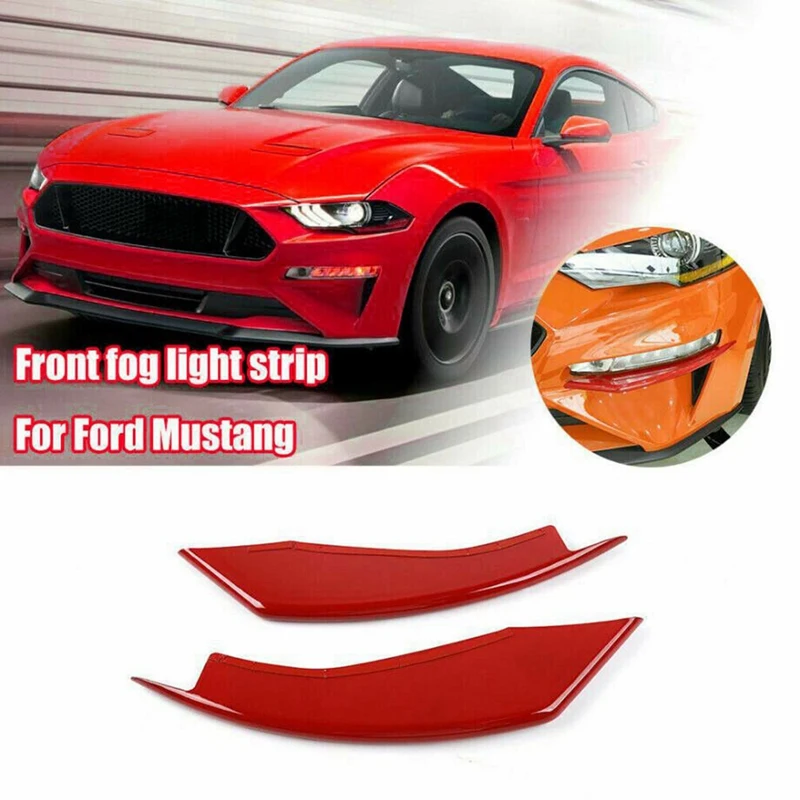 

1Pair ABS Red Front Fog Light Lamp Cover Trim Fit For Ford Mustang 2018-2021