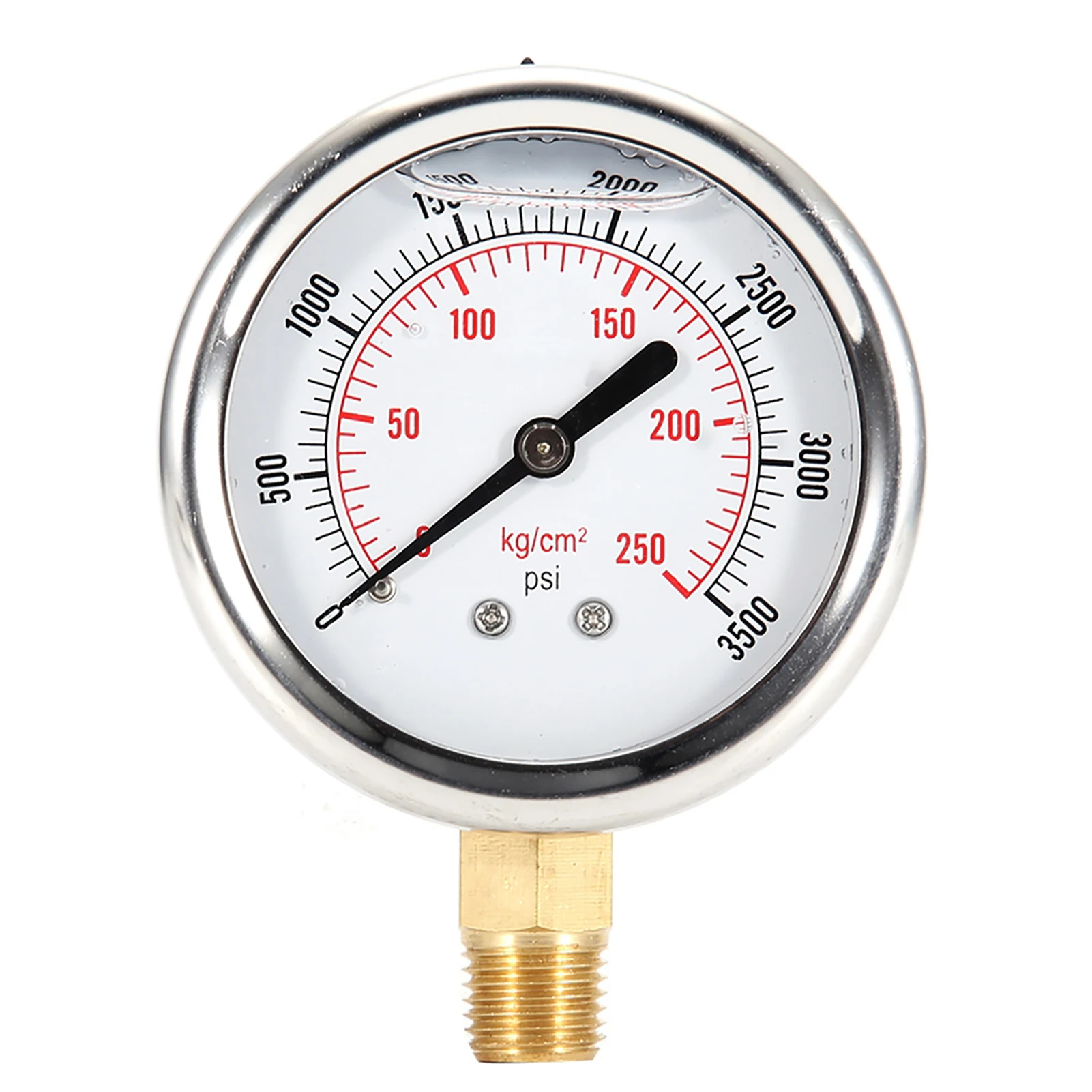 Stainless Steel Hydraulic Liquid Filled Fuel Pressure Gauge 0-3500 PSI Hydraulic Liquid Filled Pressure Gauge